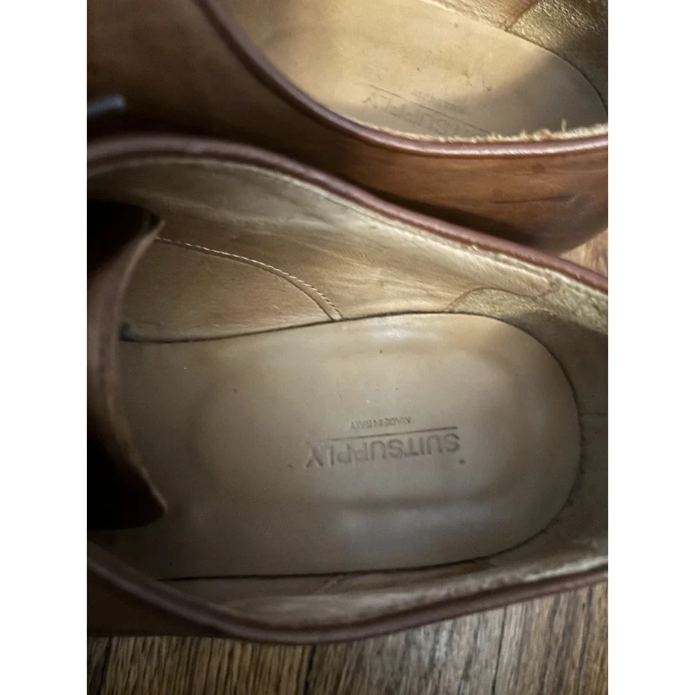 Suitsupply Mens Brown Leather Cap Toe Derby Shoes Made in Italy Size‎ 39 EU 6 US